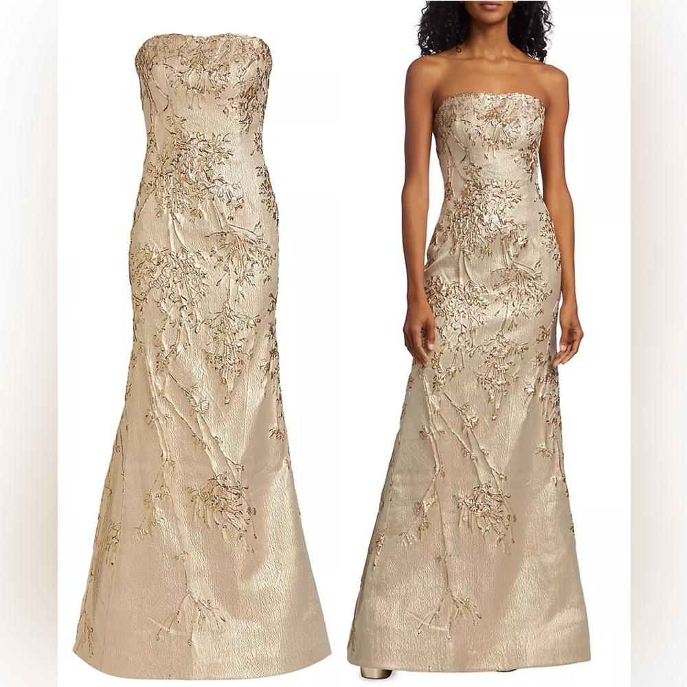 Rene Ruiz Collection Embroidered Floor-Length Gown Lond Dress
